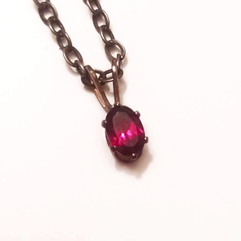 Dark Gothic Tiny Ruby Necklace - image 1